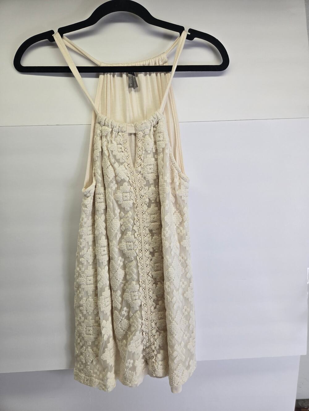 Woman's SZ S bohemian-style cream or ivory lace halter neck tank top - Picture 1 of 8